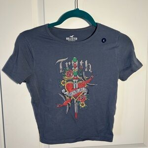 Blue Hollister cropped baby tee size small